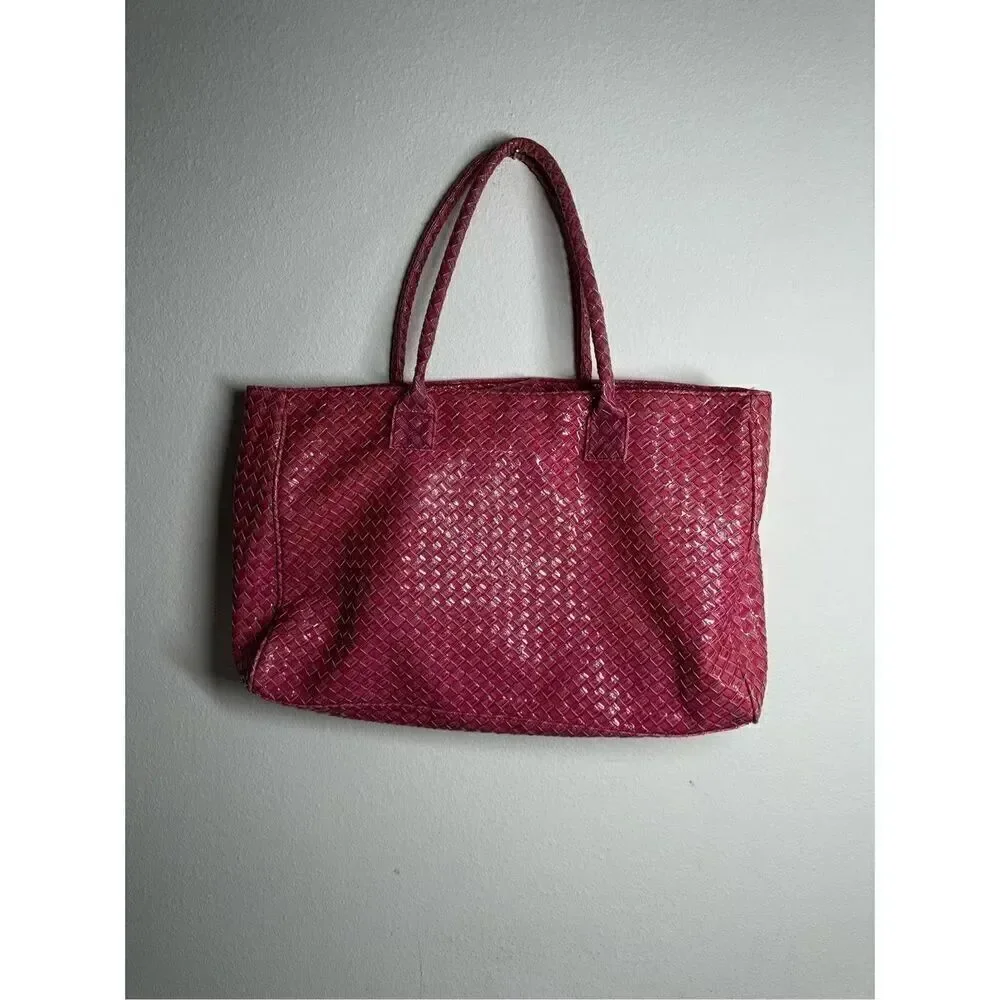 Pink Large Capacity PU Portable Shoulder Bag Tote
